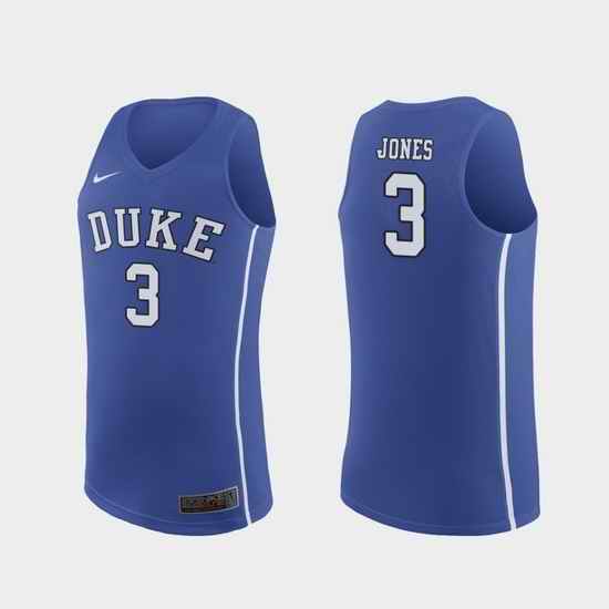 Men Duke Blue Devils Tre Jones Royal Authentic College Basketball Jersey